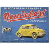 Buvard publicitaire. Heudebert. Renault 4 CV. Timbre Mickey.