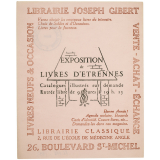Buvard publicitaire. Librairie Joseph Gibert. Exposition de livres d'Etrennes.
