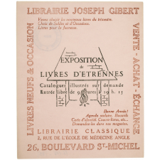 Buvard publicitaire. Librairie Joseph Gibert. Exposition de livres d'Etrennes.