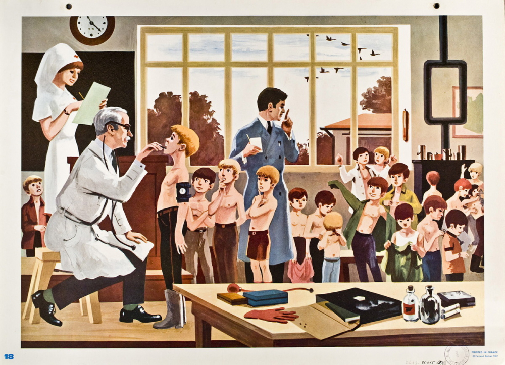 Tableau mural. Écrire et parler CE1. La visite médicale. 