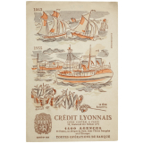 Buvard publicitaire. Crédit Lyonnais. La pêche. 