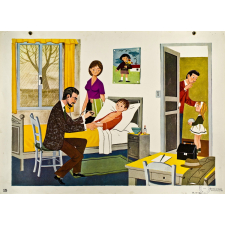 Tableau mural. Écrire et parler CE2. La visite du docteur.