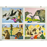 Tableau mural. Écrire et parler CE2. Au zoo. 
