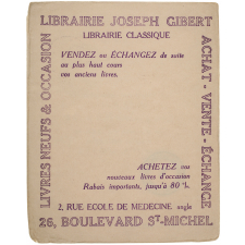 Buvard publicitaire. Librairie Joseph Gibert. Vendez ou échangez.