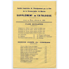 Société Coopérative de l'Enseignement par le Film de la Circonscription de Mauriac. Supplément au catalogue. Achat de Films effectués en 1936.