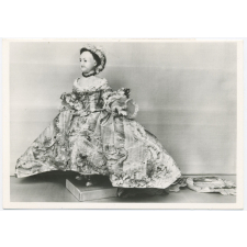 English wax doll with stuffed linen body wearing a Long Robe Coat full Drefs for a lady of sixteen 1758.