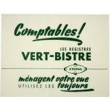Buvard publicitaire. Registres vert-bistre Eterna. 