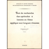 Test de recherche des aptitudes à l'entrée en 6ème appliqué aux langues vivantes