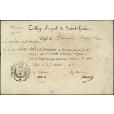 Billet d'admission au Concours général de 1823 : Collège Royal de Saint-Louis