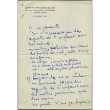 Notes de Françoise Dolto sur les rapports parents/enfants