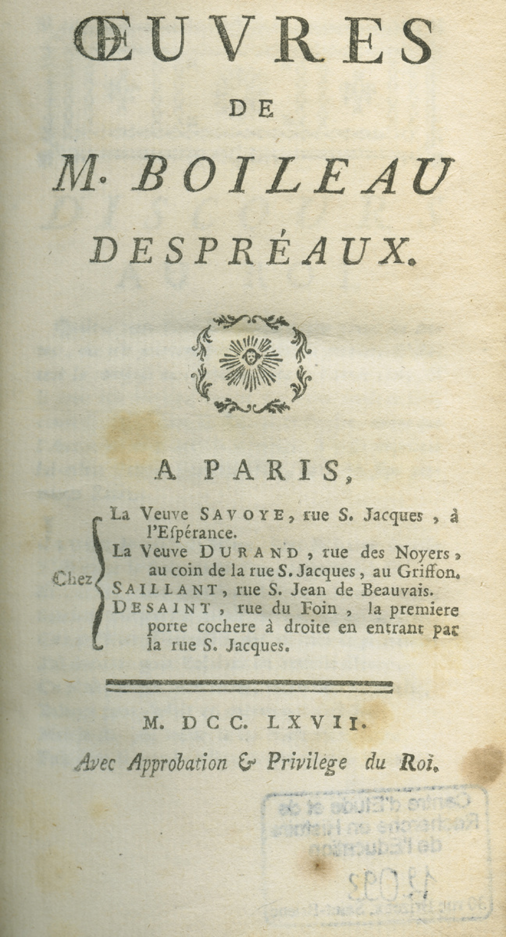 Œuvres de M. Boileau Despréaux