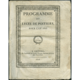 Programme du lycée de Poitiers pour l'an 1806 : à l'étude