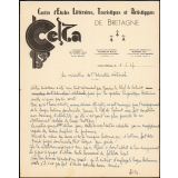 Lettre du Centre d'Etudes Littéraires, Touristiques et Artistiques de Bretagne au Cabinet du Ministre de l'Education Nationale