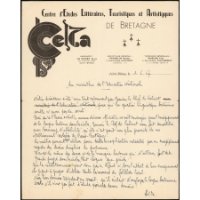 Lettre du Centre d'Etudes Littéraires, Touristiques et Artistiques de Bretagne au Cabinet du Ministre de l'Education Nationale