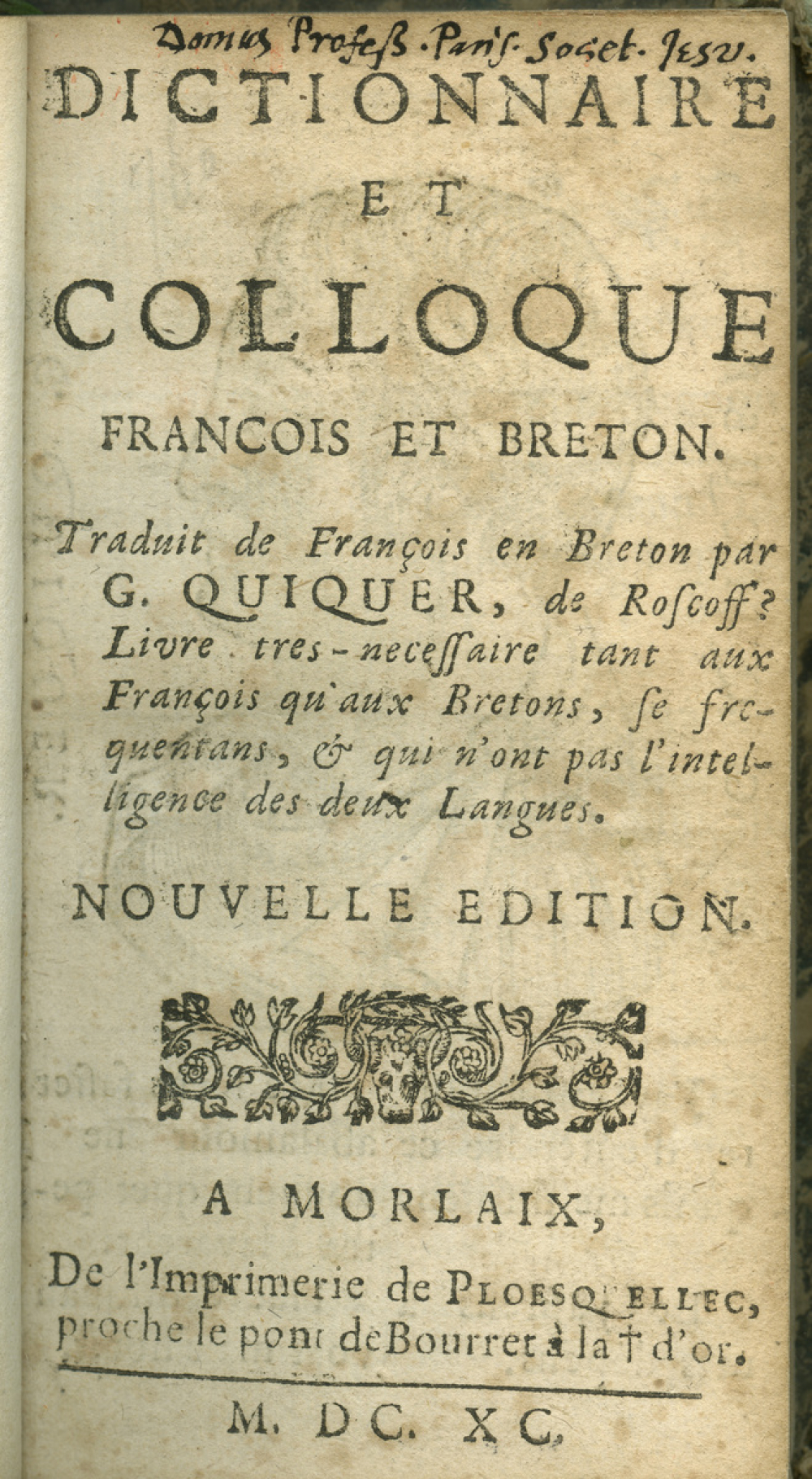 Dictionnaire et colloque françois et breton