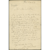 Lettre de Michel Bréal, directeur à l'Ecole des Hautes Etudes, à Armand du Mesnil, directeur de l’Enseignement supérieur au Ministère de l'Instruction publique, le 27 avril 1879, à propos d'une publication de Francisque Bouillier