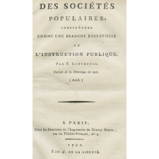 Des sociétés populaires considérées comme une branche essentielle de l'Instruction publique : extrait de la Chronique du mois (Avril)