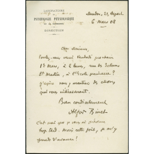 Lettre d'Alfred Binet à Lucien Descaves
