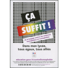 Ca suffit ! je m'engage contre les violences homophobes et transphobes.
Dans mon lycée, tous égaux, tous alliés