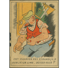 Cet ouvrier est étourdi, il a oublié sa lime. Où est-elle ?