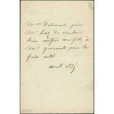 Lettre de George Sand à M. Liez proviseur du collège Henri IV