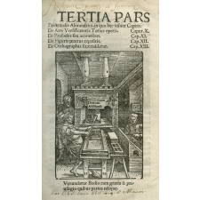 Tertia pars Doctrinalis Alexandrini in qua haec insunt capita. De arte versificatoria totius operis. Caput X. De prosodiis seu accentibus. Cap.  XI. De figuris penitus repositis. Cap. XII. De ortographia superaddetur. Cap. XIII 
 
 