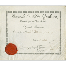 Diplôme de cours de vacances de l'Abbé Gaultier continué par des Elèves-réunis
