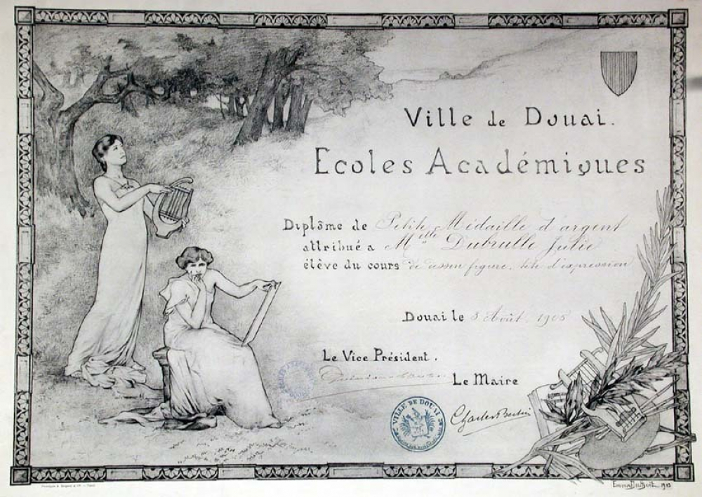 Ville de Douai - Ecoles Académiques. Diplôme de Médaille d'Argent.