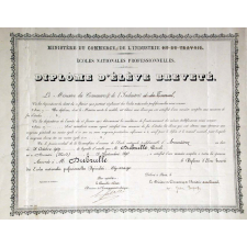 Ministère du Commerce et de l'Industrie - Ecoles Nationales Professionnelles. Diplôme d'Elève Breveté. 