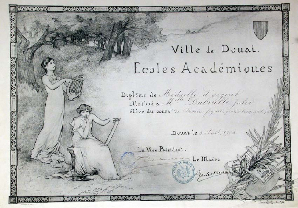 Ville de Douai - Ecoles Académiques. Diplôme de Médaille d'Argent.