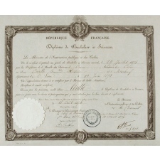 Diplôme de Bachelier ès sciences.