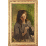 Jeune fille cousant