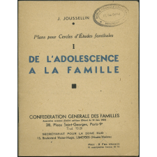 Plans pour Cercles d'Études familiales. I, de l'adolescence à la famille
 