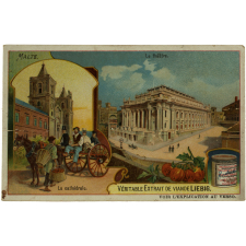 Carte réclame. Compagnie Liebig. La cathédrale et le théâtre de Malte.
