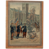 Le Général Lapasset fait brûler les drapeaux de la Brigade mixte.