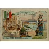 Carte réclame. Chocolat Poulain. Géographie pittoresque. Italie.