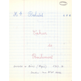Cahier de roulement. 