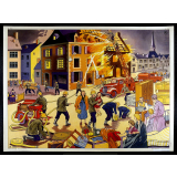 Tableaux muraux. Dans un magasin de jouets. Le feu