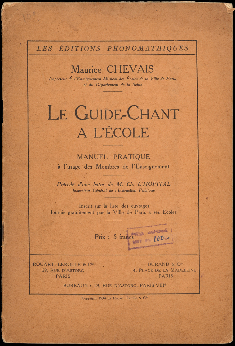 Le guide-chant à l'école. Manuel pratique à l'usage des membres de l'enseignement.