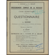 Enseignement complet de la musique. Cours élémentaire. Questionnaire.