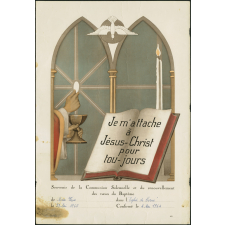 Attestation de communion et de confirmation. Souvenir de la Communion Solennelle et du renouvellement des vœux du Baptême.