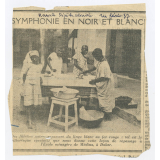 Symphonie en noir et blanc. Des fillettes noires repassant du linge blanc au fer rouge : tel est le pittoresque spectacle que nous donne cette leçon de repassage à l'Ecole ménagère de Médina, à Dakar (Nouvelle Dépêche Coloniale, en février 1937).