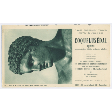 Buvard publicitaire. Bronze du IVe siècle avant J.-C. (détail). Coquelusédal.