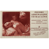 Buvard publicitaire. Caravage - St Sébastien pansé par une vieille femme. Poudre Adrénalone Tétracaïne.