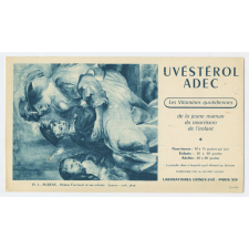 Buvard publicitaire. Rubens - Hélène Fourment et ses enfants. Uvestérol Adec.