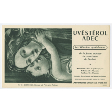 Buvard publicitaire. Botticelli - Vierge à l'enfant. Uvestérol Adec. 