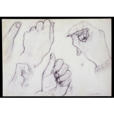 Dessin d'élève. Études de mains .