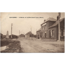 Chuignes - L'Ecole et le Monument aux Morts.