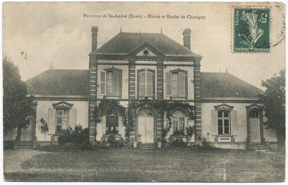 Environs de Saint-André (Eure) - Mairie et Ecoles de Chavigny.