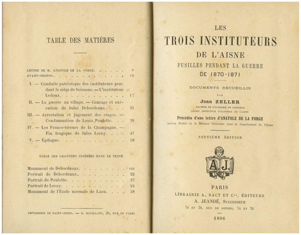 Les trois instituteurs de l'Aisne fusillés pendant la guerre de 1870-1871.